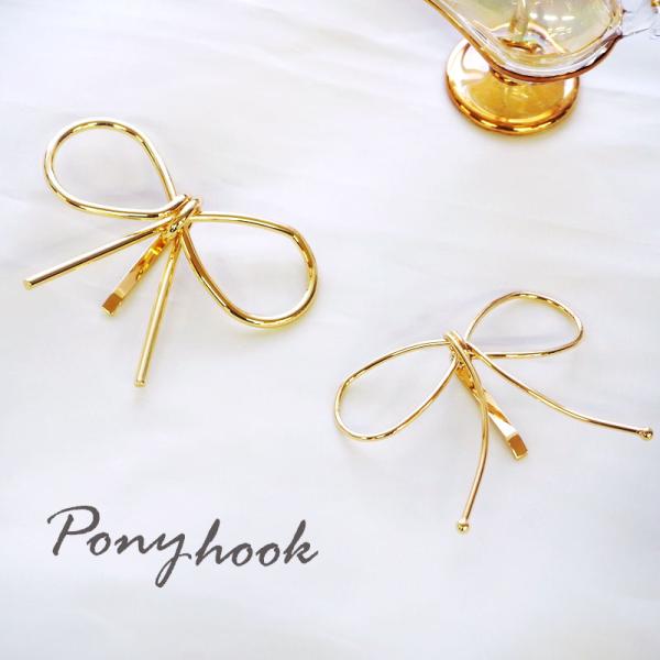 ヘアフック リボン メタル ワイヤー ゴールド BLAZE ヘアアクセサリー ヘアアクセ レディース...