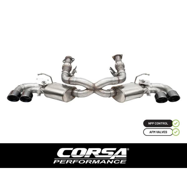 +BS Corsa シボレー コルベット C8 6.2L V8 2020年~ キャットバック +18...