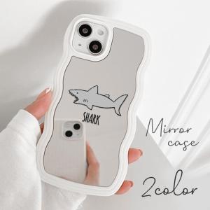 スマホケース なみなみケース ウェーブケース TPU ミラー 鏡面 カバー サメ 鮫 さめ iphone15 iphone14 iphoneSE iphone12 TPU オシャレ かわいい 可愛い 韓国