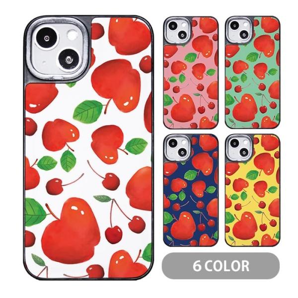 スマホケース クッション素材 チェリー さくらんぼ りんご 林檎 アップル 果物 フルーツ ipho...