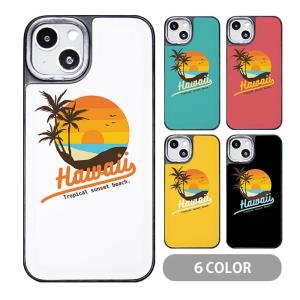スマホケース クッション素材 ハワイアン ヤシの木 ビーチ 夕日 サンセット 海 iphone16 iphone15 iphone14 iphone13 iphone8
