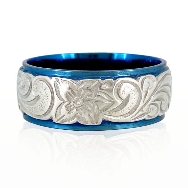ハワイアンジュエリーリング 指輪 ステンレス 金属アレルギー シルバー ブルー アクセサリー ハワイ...