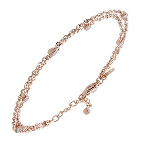 ダブルチェーンブレスレット レディース アクセサリー ジュエリー スワロフスキー ジルコニア 金属ア...