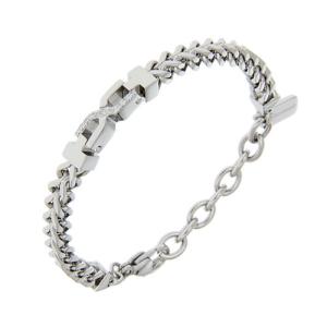 クロスチェーンブレスレット(S) レディース メンズ ジュエリー アクセサリー ステンレス シルバー 金属アレルギー ジルコニア シンプル ペア プレゼント ギフト