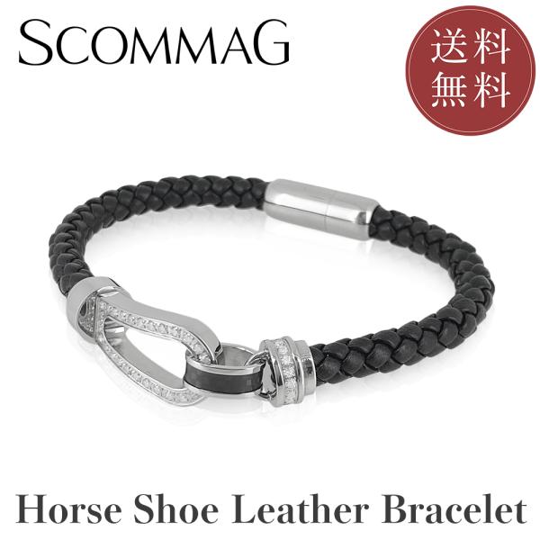 ホースシューレザーブレスレット(L) レディース メンズ ジュエリー アクセサリー ステンレス ホー...