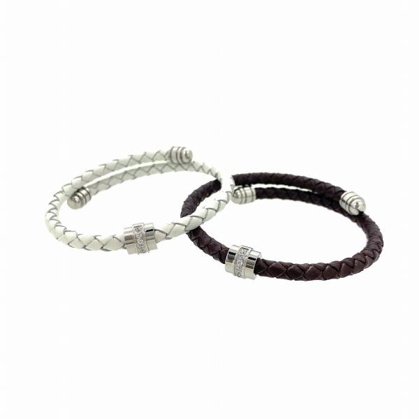 バングル ブレスレット メンズ レディース ペア ジルコニア ジュエリー アクセサリー レザー ステ...