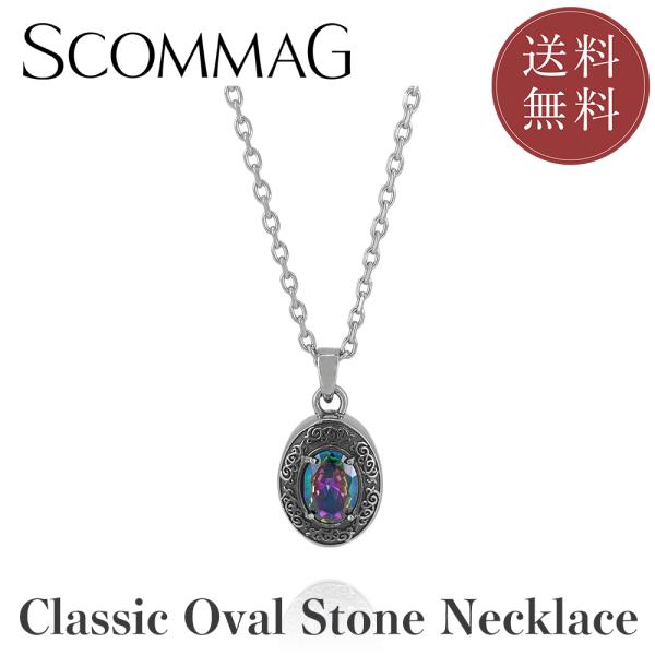 クラシックオーバルストーンネックレス【ステンレス ネックレス レディース メンズ SCOMMAG エ...