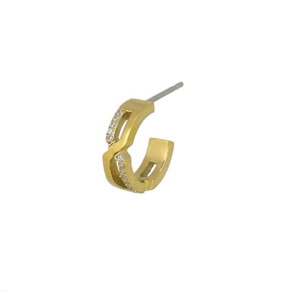 クロスラインハーフフープピアス(片耳用)【ステンレス ピアス メンズ レディース SCOMMAG エ...