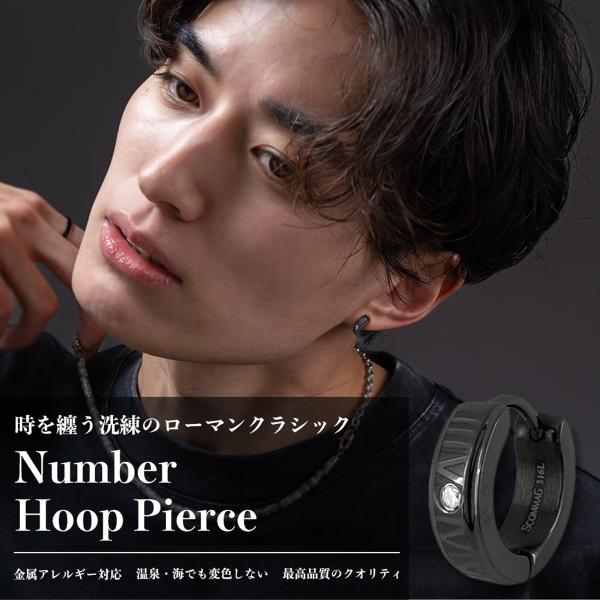 ナンバーフープピアス(片耳用)【ステンレス ピアス メンズ レディース メンズ SCOMMAG エス...