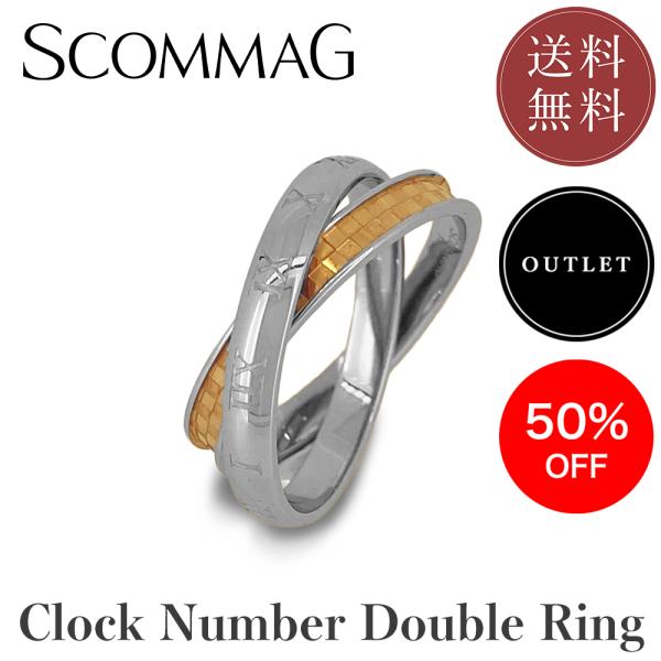 【アウトレット】クロックナンバー2連リング 【ステンレス リング レディース ペア SCOMMAG ...