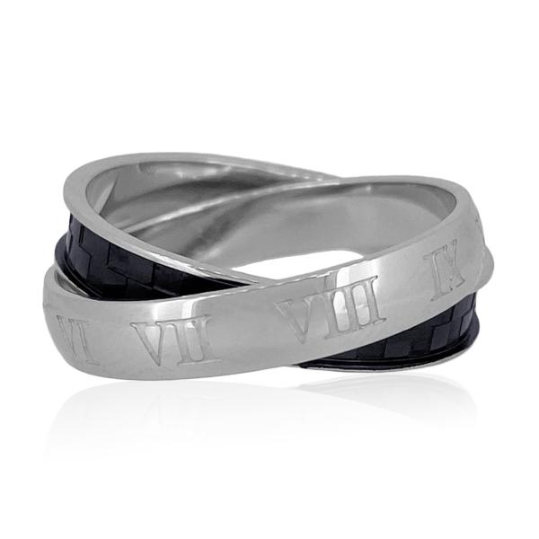 クロックナンバー2連リング 指輪 ステンレス 金属アレルギーフリー アクセサリー ジュエリー メンズ...