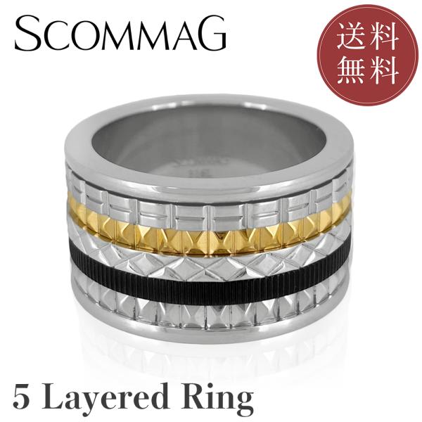 5レイヤードリング【ステンレス リング メンズ SCOMMAG エスカマジー】送料無料