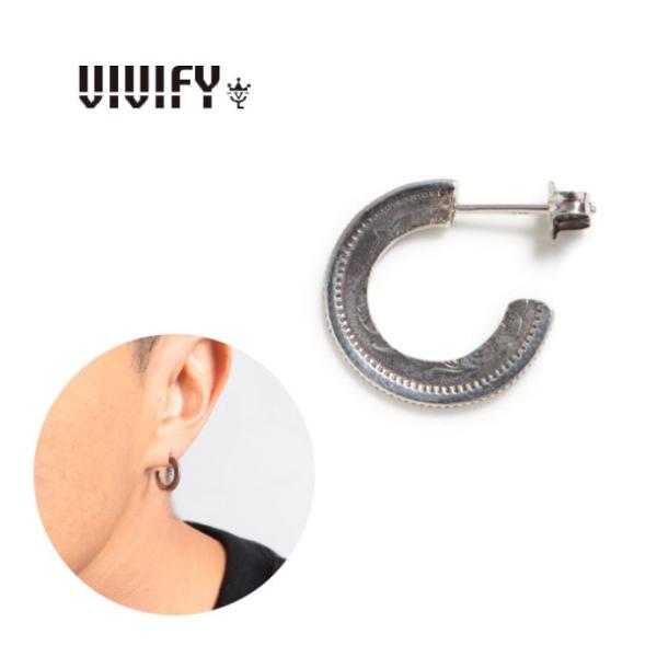 VIVIFY ビビファイ シルバー ピアス フープ 50 Sen Coin Giza Edge Li...