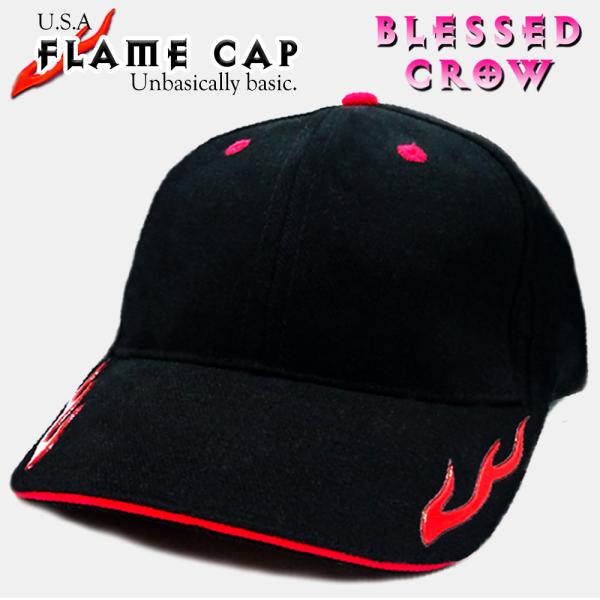 ローキャップ メンズ レディース フレイム 炎 キャップ 帽子 黒 春夏 秋冬