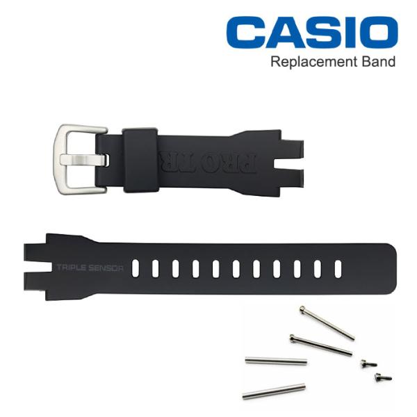 カシオ 純正ベルト PRG300-1A2 専用バンド ウレタン樹脂  +取付パーツset(長短ネジパ...