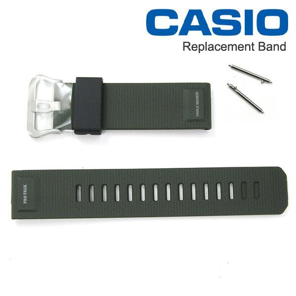 カシオ プロトレック純正バンド PRG-340-3JF専用ウレタン樹脂ベルト+ばね棒付き ダークグリ...