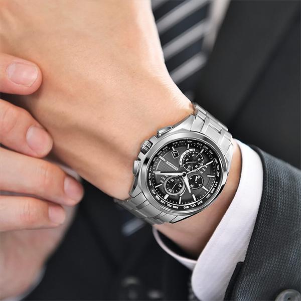 腕時計 メンズ シチズン  電波ソーラー  ソーラー エコドライブ クロノグラフ アテッサ  AT8...