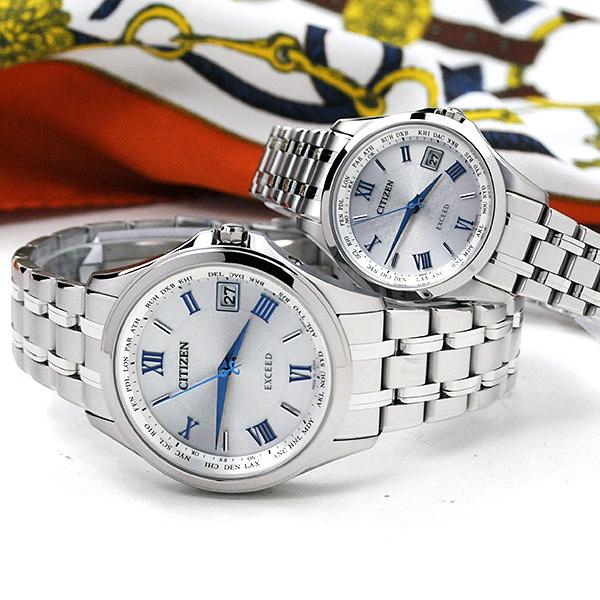 ソーラー 電波時計　シチズン エクシード ペアウォッチ CB1080-52B EC1120-59B ...