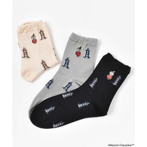 ムーミン ミィ グッズ 靴下 ソックス レディース クルー ショート おしゃれ コーデ 家とリトルミイ刺繍ロークルーソックスの商品画像