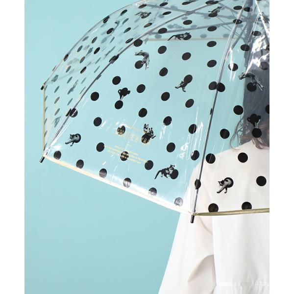雨長傘 レディース ビニール傘 ジャンプ傘 ワンタッチ ねこ 猫 ドット 柄 おしゃれ ギフト プレ...