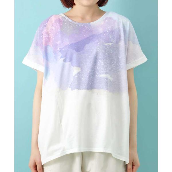 セール Tシャツ トップス レディース ウエア 半袖 おしゃれ ゆったり コー デ 白 花柄 ドロッ...