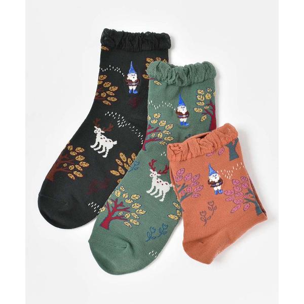 靴下 ソックス レディース 妖精 小人 グッズ 森 総柄 おしゃれ かわいい ギフト プレゼント オ...