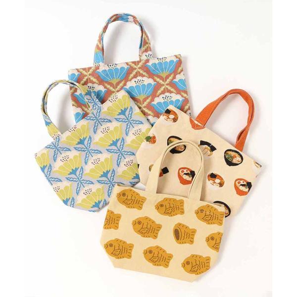 トートバッグ レディース おしゃれ 鞄 手提げ 小さめ 布地 サブバッグ ランチ 花柄 たい焼き ラ...