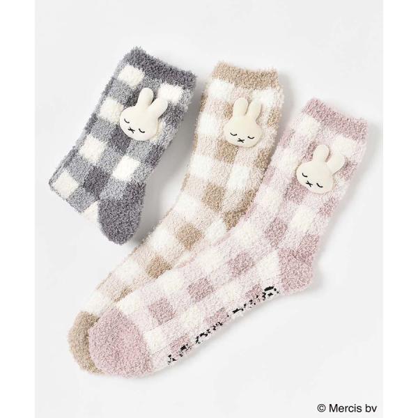 セール Miffy ミッフィー グッズ ルームソックス 靴下 レディース もこもこ ふわふわ チェッ...