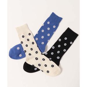靴下 ソックス レディース 長め 丈 花 フラワー 柄 おしゃれ コーデ ラテミルククルーデイジーソックスの商品画像
