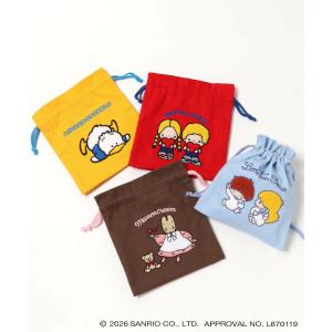 サンリオ レトロ 巾着 ポーチ サガラ刺繍 もこもこ 小物入れ コスメポーチ パティ＆ジミー キキララ マロンクリーム ペックル マイメロディ けろっぴ プレゼント