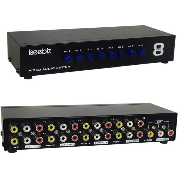AV切替器 スプリッタ 8入力1出力/1入力8出力 Iseebiz コンポジット スイッチャー 双方...