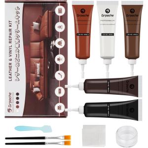 革 補修 革色落ち補修 45ML 5色入り grpoche ひび割れ 焼けた穴 傷の修復 合成皮革 補修 皮革の修復 簡単使用 耐久性 家具 車内装 ソファー ジャケット