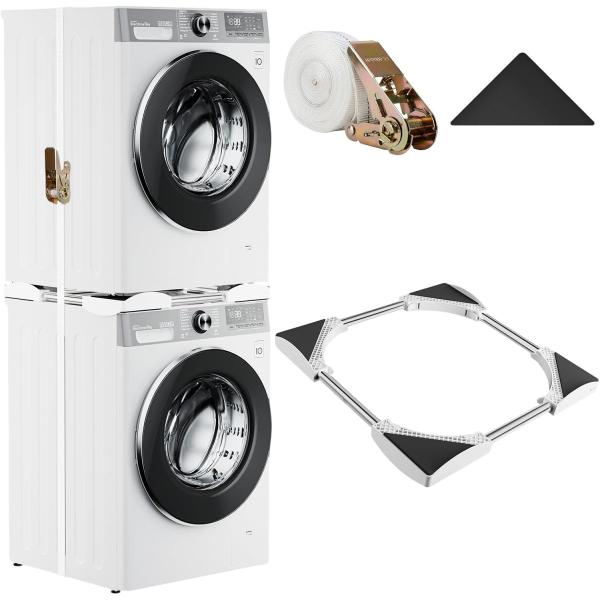 [5日限定10倍P付] 洗濯機・乾燥機連結ラック 洗濯機乾燥機スタッキングキット 調節可能なフレーム...