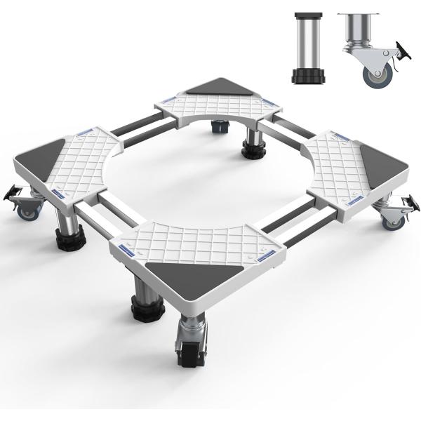 洗濯機 台 キャスター かさ上げ台 8輪4足 洗濯機 冷蔵庫 置き台 奥行/幅:53.5-71cm ...