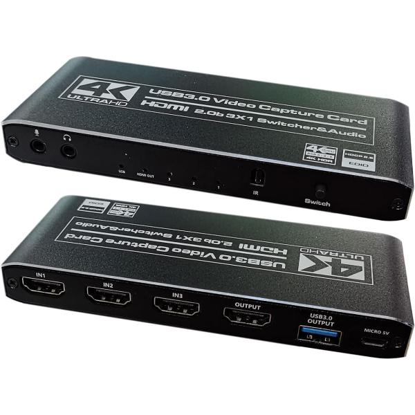 Iseebiz HDMI切替器 HDMI2.0 3入力1出力 4K60HZ HDCP2.2 HDR ...