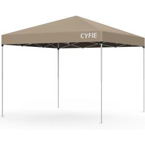 CYFIE タープテント 3mx3m ワンタッチテント 屋根テント 高さ3段階調節 日よけ コーティング 耐水 スチールフレーム 風に強い 組立て簡単 持ち運び便利 防災砂袋