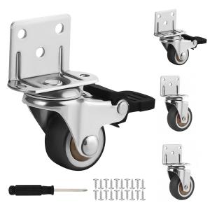 [7.31-8.2日限定10倍P付] DEWEL キャスター L型 1.5インチ 4個セット 小型 車輪 360度回転 静音 耐久 DIY 家具 台車 後付け用