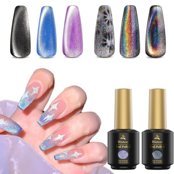 Biutee マグネットジェル キャッツアイジェル 2色 8ml 磁石付き 微粒子ラメ ホロ 眩しい...