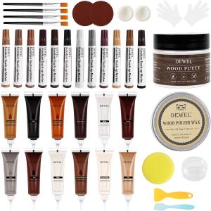 木製品キズ補修 キズ補修クリームキット 12色入り 100gパテ 50g木蝋油付き 家具修理キット 床 補修 キット キズ 補修ペン 家具補修マーカー クレヨンドア 床