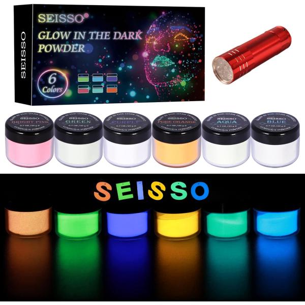[3日限定10倍P付] 夜光パウダー 超発光 蛍光パウダー 蓄光パウダー 6色セット 蓄光顔料 高輝...