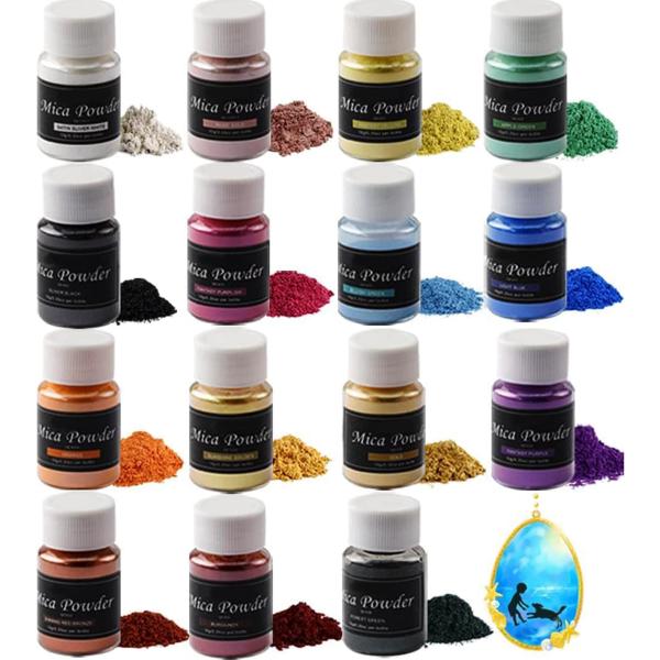 レジン 着色剤 マイカパウダー ネイルパウダー 15色セット 10g/色 レジン染料 エポキシ DI...