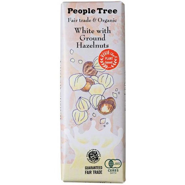 チョコレート　People Tree　有機ホワイト ウィズ グラウンドヘーゼルナッツ  50g【冷蔵...