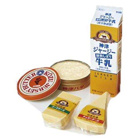 神津牧場セレクション４（牛乳、缶バター、ゴーダ、チェダーチーズ）　　
