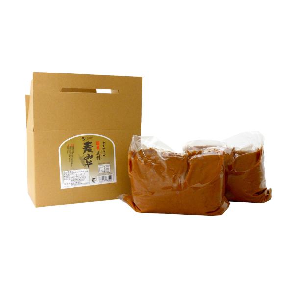 送料無料　オーサワの国産立科麦みそ(箱入り)　3kg（1kg×3)　x2個セット