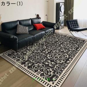 マルチ ストライプ ラグ ラグマット 花柄 2...の詳細画像1