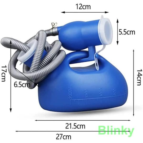 ポータブル尿器 小便器 尿瓶，1.6mホースモバイルトイレおしっこボトル蓋付き，2000Mlハンドヘ...