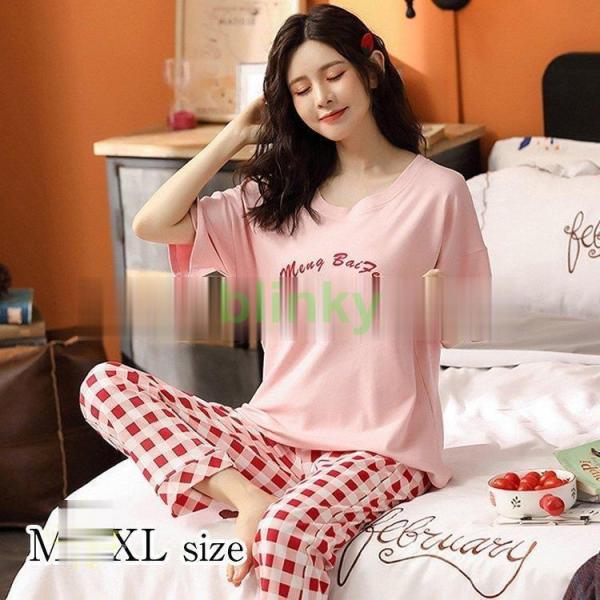 パジャマ レディース ルームウェア 春夏 綿 半袖 女性 セットアップ 可愛い いちご柄 韓国風 寝...