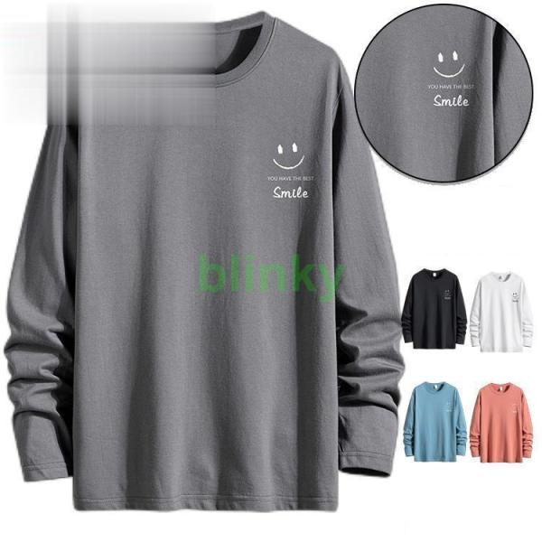 ロンT メンズ 長袖Tシャツ カットソー ロングTシャツ 英語プリント クルーネック おしゃれ 秋物...