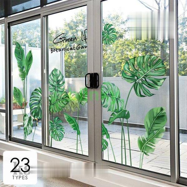 インテリア 雑貨 ウォールステッカー ルームデコ 壁紙デコ ボタニカル 緑 花 サボテン フラミンゴ...