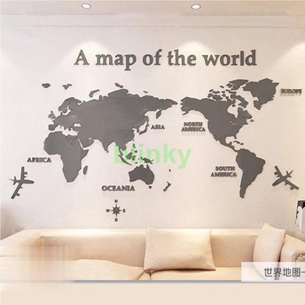 3D 世界地図 ウォールステッカー 壁紙 diy 飾り はがせる 装飾 おしゃれ シール 防水 壁 ...